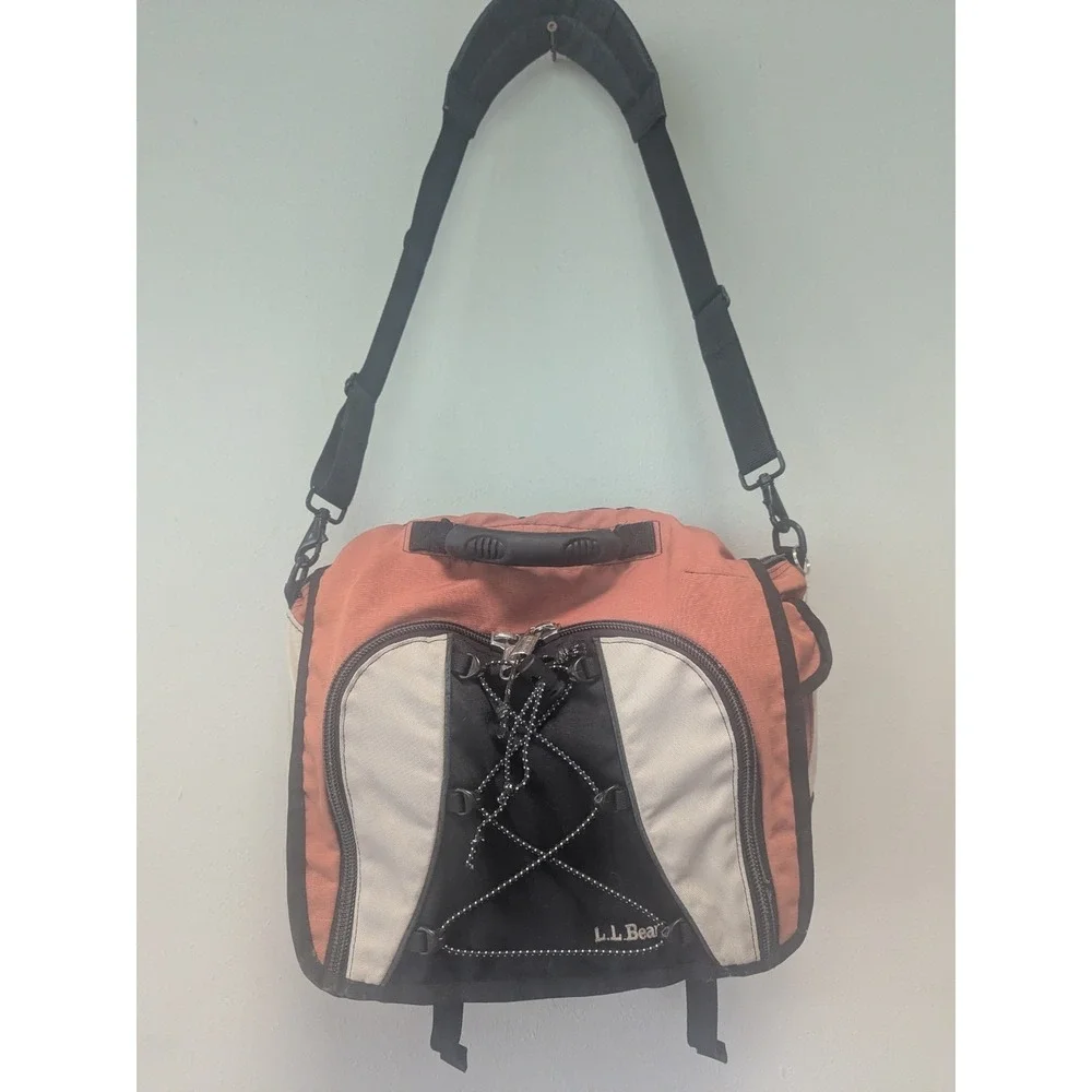 Y2K L.L.Bean Duffel Bag Orange Gray Black Travel Gym‎ Weekender Tote Gorpcore